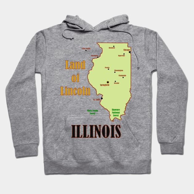 Illinois State Map Hoodie by Pr0metheus